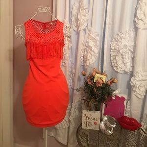 Gianni Bini Orange Bodycon Tassle Dress